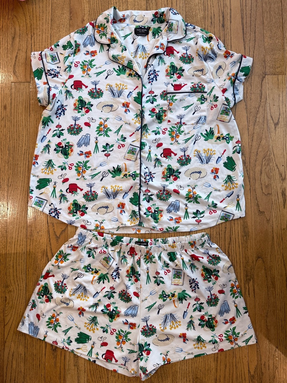 Kate Spade In the Garden Pajama Set XL Gardening Print Shorts PJs